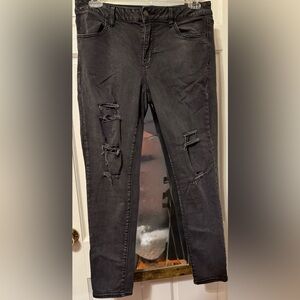 American Eagle Outfitters Black Distressed Skinny Jeans